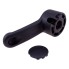 Plastic lever for valve – side view showing ergonomic handle and circular cap in black color.