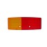Reservglas SAW / HELLA 7098 – röd och orange, rektangulär form med två monteringshål, toppvy.