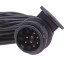 Detail aanzicht van de 8m 13pin Radex kabelset – zwarte kabel met bajonet sluiting rechts (groen) en links (rood).