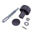Repair kit replacement knob for folding support feet – top view showing black plastic knob and silver metal washer.