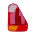 Replacement lens for AJBA FP70 – front view showing triangular red lens with orange section