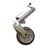 Semi-automatic heavy duty jockey wheel – side view showing silver galvanized finish and black hand crank lever.