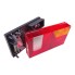 Aspöck Multipoint multi-chamber light – side view showing red and black design with reversing light and triangle reflector