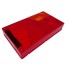 Lentille de remplacement Aspöck – vue de dessus – en rouge et orange avec surface réfléchissante.