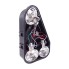 Aspöck Earpoint 3 right – front view showing three bulbs, black and silver design, and visible wiring.