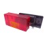 Hella four-chamber light 9385 – front view showing red lens, yellow section, and black housing.