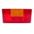 Vista frontale – lente di ricambio Hella 9385 con design a quattro camere e lenti rosse e arancioni.