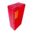 Vista laterale – lente di ricambio Hella 9385 con design a quattro camere, lente rossa e sezione gialla per indicatori.