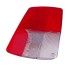 Vue de dessus – lentille de rechange Hella 10162 gauche avec surface réfléchissante rouge et section transparente.