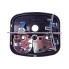 Geka multi-chamber light BBSK95L – top view showing black and silver finish with blue connectors and central mounting hole.