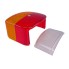 Replacement lens EK95 Geka – front view showing transparent cover with red and orange sections and single mounting hole.