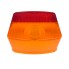 Ylhäältä näkyvä Hella 2-kammiovalaisimen vaihtolinssi – punainen ja oranssi, integroitu rekisterikilven valaistus.