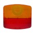 Edestä – Hella 2-kammiovalaisin, oranssi ja punainen, rekisterikilven valaistuksella.