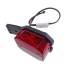 Zijaanzicht van de Aspöck Flexipoint 1 contourarmatuur – rood/wit met rubberen houder en 0,5m DC kabel.