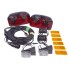 Set No. 1 Car trailer lighting – front view showing red combination rearlights and 7m black cable set.