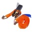 25mm lashing strap – front view showing orange webbing and pointed hooks for secure load securing.