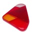 Replacement lens for AJBA tail light type FP70 – front view showing triangular shape with red reflective surface and orange...