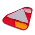 Replacement lens for AJBA tail light type FP70 – top view showing triangular shape with red and yellow sections.