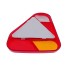 Replacement lens for AJBA tail light type FP70 – top view showing triangular shape with red and orange sections.