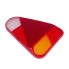 Replacement lens for AJBA tail light type FP70 – front view showcasing a triangular red lens with an orange section.