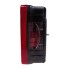 Radex multi-chamber luminaire – left-facing side view with red lens and central connection features.