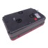 Radex multi-chamber luminaire – back view showing central connection, red triangle reflector, and multiple mounting holes.