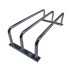 Lamp protection grille 200 x 100mm – side view showing three curved bars and a galvanized silver finish.