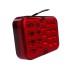 LED rear fog light – front view showing 19 red LED lights and a red lens, dimensions 100 x 81 x 28mm.