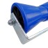 Detailansicht – konische Kielrolle aus blauem Polyethylen mit Halterung aus verzinktem Stahl
