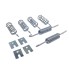 Ganasce freno adatte a OMC 135 x 30 IT – finitura galvanizzata in argento e grigio con molle incluse.