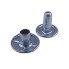 Hollow rivet double Calott – front view showing galvanized silver finish and hollow design, 15mm diameter, 3.5mm height.