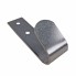 Detail view of 100 two-hole metal tarpaulin hooks – galvanized steel with a silver finish and curved hook design.