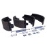 Ganasce freno – vista frontale con rivestimento nero e supporto metallico, incluse molle di compressione e tensione.