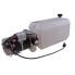 Hydraulic unit 12V – side view showing 8 litre tank and cables in black and white against a plain white background.
