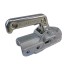 Winterhoff Kugelkupplung WW30 KH – Seitenansicht mit Hebel oben und zwei Bohrungen in 14mm und 12mm, silber-galvanisiert.