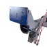 Console de roue jockey en angle – support surélevé en argent avec points de fixation pour câbles et plaque de montage.