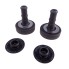 Vue de face – kit de garnitures de friction latérales Al-ko en noir avec deux composants cylindriques et deux ronds.