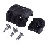 Garniture de friction Al-ko – vue de face – assemblage en caoutchouc noir et argent avec vis incluses.