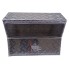 Underbody box – front view showing diamond plate texture, stainless steel lock, and black painted finish.
