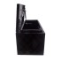 Scatola portaoggetti in alluminio nero – vista laterale con texture a diamante e supporto per coperchio a gas.