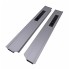 Set of 2 aluminium drop side locks – front view showing silver construction and black 180° handle.