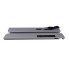 Set of 2 aluminium drop side locks – top view showing 180° black handle and silver anodised aluminium finish.