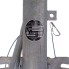 R+Co overrun hitch – front view showing gray galvanized finish, safety pin, and adjustable lever.