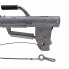 R+Co overrun hitch – side view showing silver galvanized finish, handgrip lever, and cable attachment point.
