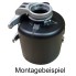 Bracket/adapter for Chapel plastic tank – front view showing black and silver colors with circular opening and mounting...