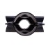Clamping shell – front view showing black steel design for 80mm square axle tube and 70/90mm round towing tube.