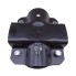 Clamping shell – top view showing black painted steel with mounting holes for 80mm square axle and fasteners.