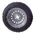 165/70 R13 Komplettrad – Frontansicht mit schwarzem Reifen und silberner Felge 4,5J x 13, 4-Loch-Anschluss.