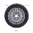 Ylhäältä näkyvä musta rengas 185/60 R14 – 5.5J x 14 vanteella, 5 reikää ja hopeiset yksityiskohdat.