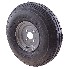 5.00-8 complete wheel rim – top view showcasing black tire and silver rim with 4x100 bolt pattern.